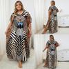 European-American Rayon Print Plus Size Beach Cover-Up Dress & Long Robe