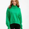 Women Autumn Winter High Neck Solid Color Long Sleeve Loose Knitwear Sweater