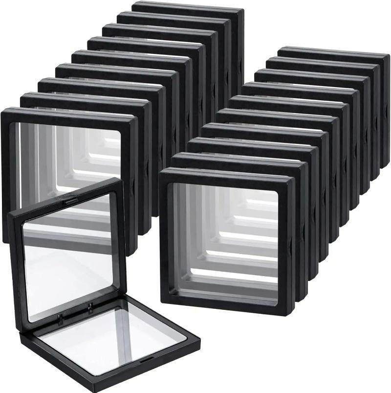 1/3/5/10/20pcs 3D Floating Frame with Base Elastic Telescopic Storage Box Display Frame Suitable for Earrings Rings and Brooches