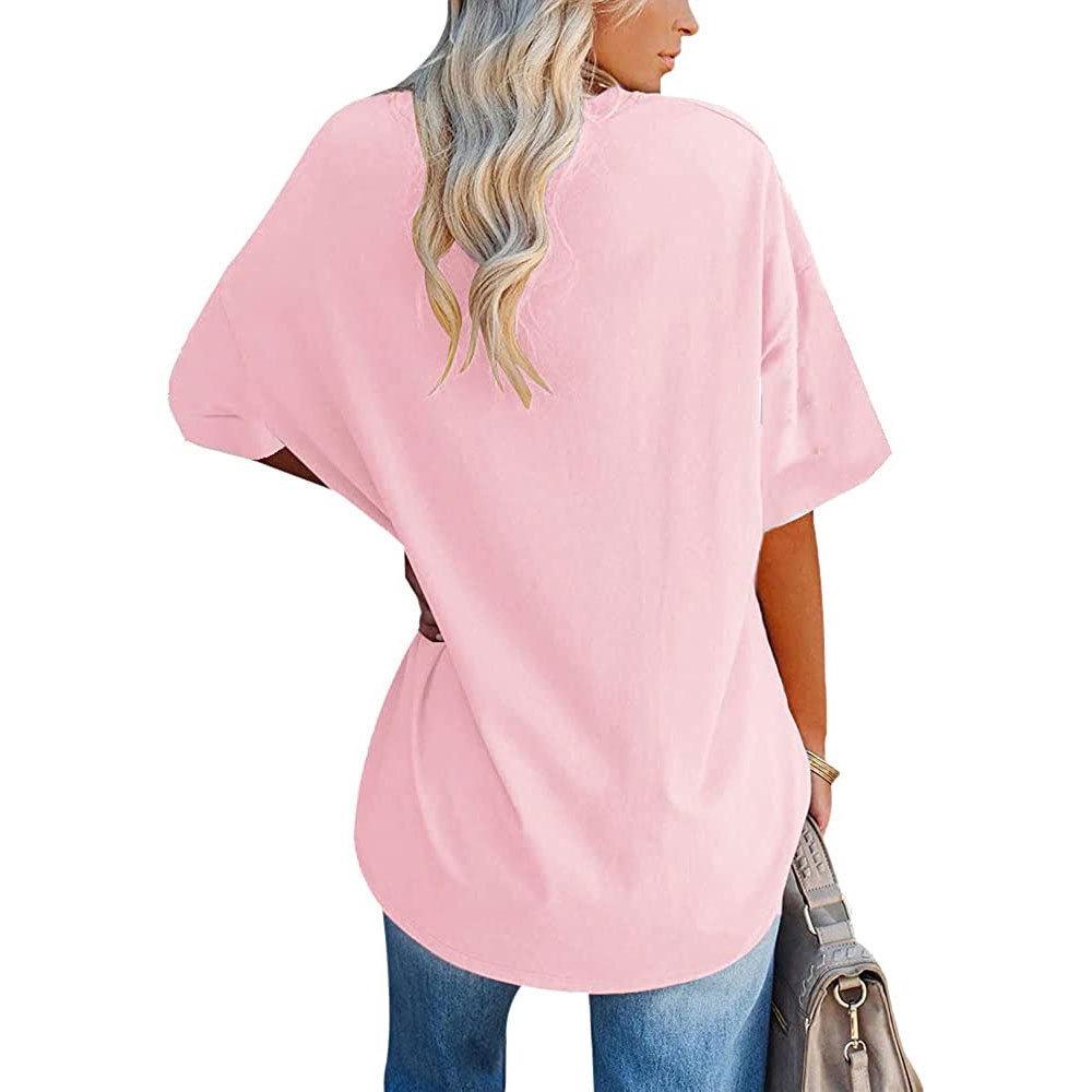 New 2024 European and American Loose Solid Color T-Shirt