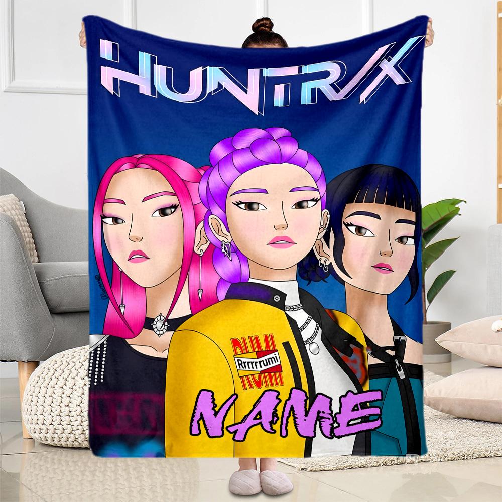 Huntrx: Urban Fashion Fusion Personalized Name Blanket Throw Customizable Blanket Comfortable Throw For Couch Bed Bedding Livingroom