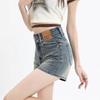 2025 Summer High Waist Black Denim A-line Shorts - Women's Versatile Wide-Leg Hot Pants