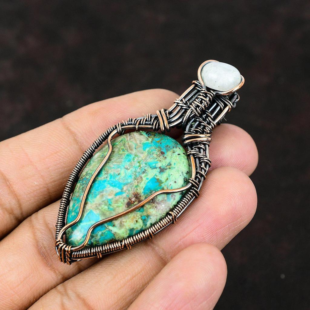 Подвеска из медной проволоки Шаттукита, ювелирные изделия из медной проволоки, ювелирные изделия из меди Шаттукита, подвеска из радужного лунного камня, подвеска ручной работы