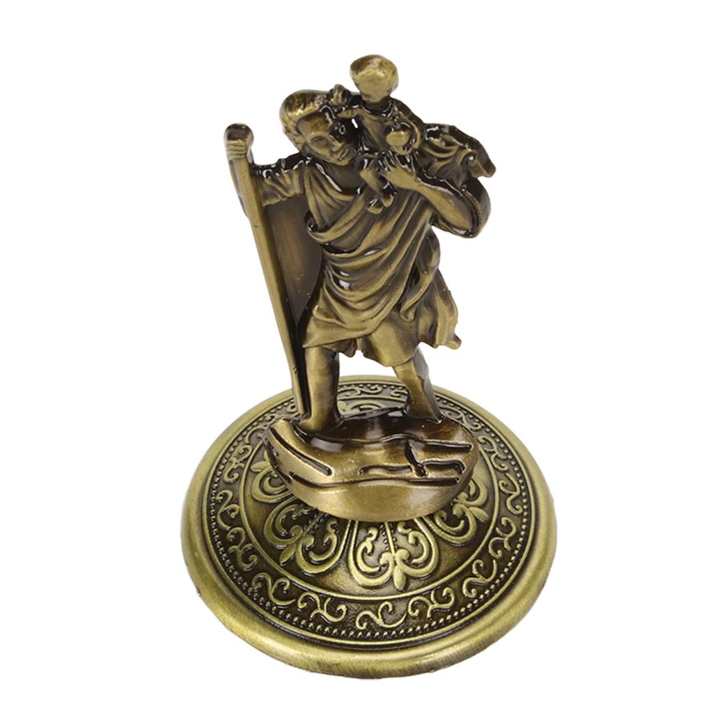 Jesus Statue Olive Colour 3.5in High Strong Alloy Stable Base Exquisite Details Jesus Figurine for Home Car Office