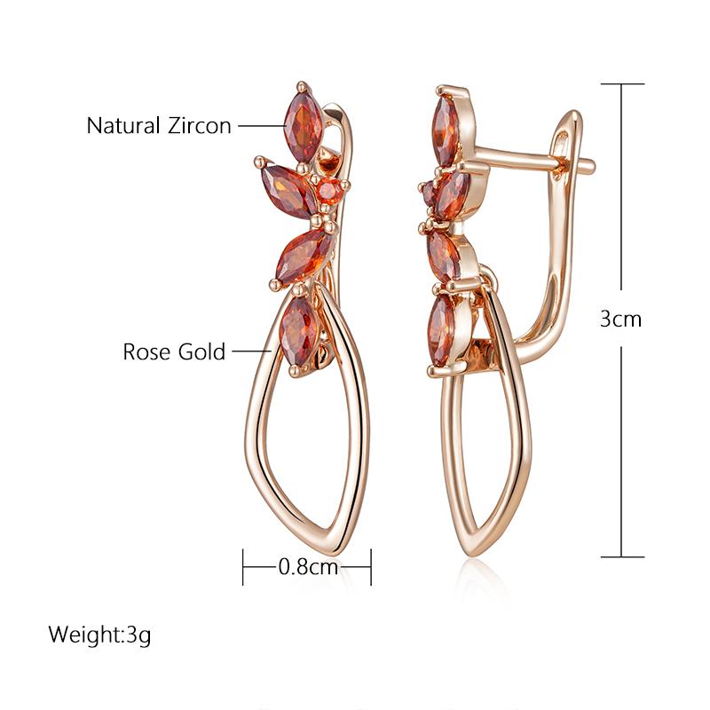 Длинные серьги Kinel с красным цирконием для женщин, повседневные модные украшения, висячие серьги цвета розового золота