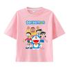 Pure Cotton Childrens Shortsleeved Tshirt for Summer Boys and Girls Halfsleeved Childrens Clothing with Doraemon Pattern
