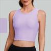 Women's Thin with Chest Pads Solid Colour Ribbed Shockproof Short Sports Fitness Yoga Tank Tops