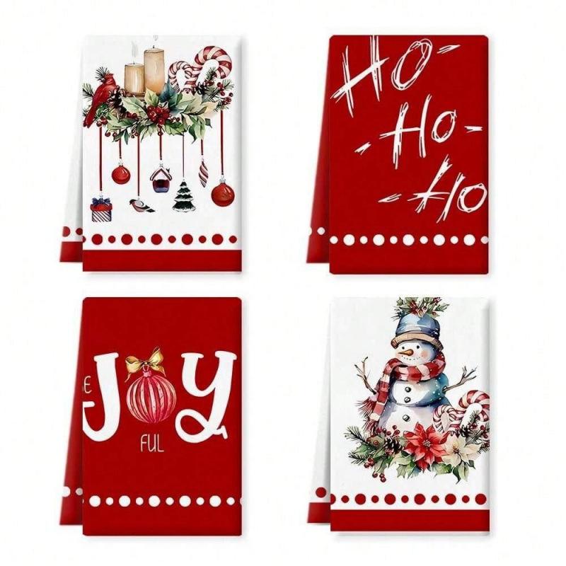 Christmas Printed Microfiber Dish Cloths, Creative Kitchen Table Cleaning Towels Christmas Home Decor