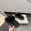 Женские тапочки из натуральной кожи и меха 2024 года — новые зимние ботинки на толстой подошве с застежкой-молнией сверху, нескользящей плоской подошвой.