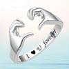 Huitan Special Hand Gesture Heart Opening Ring for Women Party Finger Accessories Romantic Metal Jewelry for Lady Wedding GiftGood product