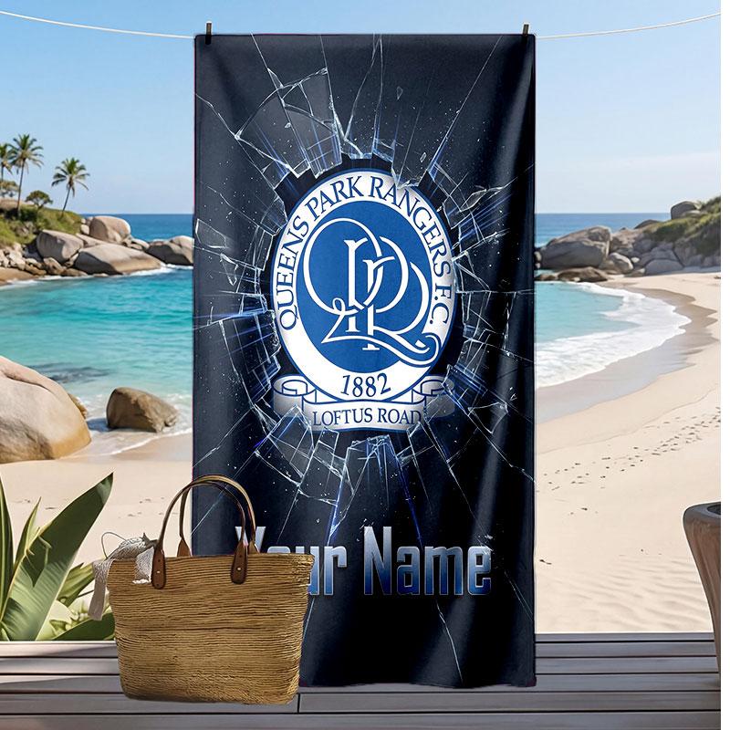 Queens Park Rangers FC Personalized Printed Beach Towel Soccer Logo Support Custom Name Text Absorbent Towel For Sport Travel Special Gift