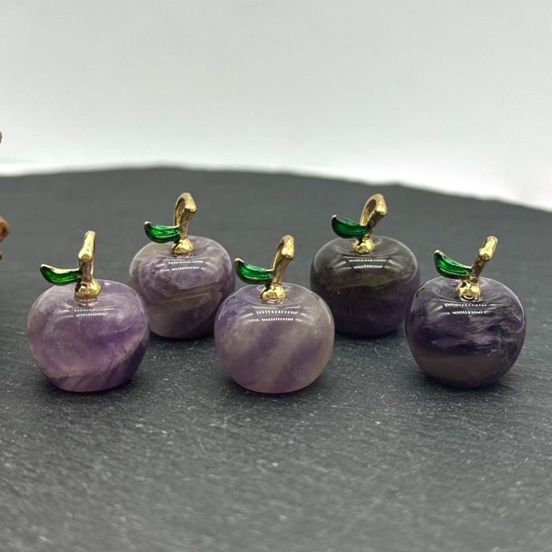 Подвеска Яблоко Натуральный Камень Кристалл Агат Аметист Розовый Кварц DIY Ожерелье Серьги Аксессуары