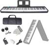 NikoMaku Electronic Piano 88 Keyboard Foldable Black Same Keyboard Size As a MIDI Soft Keyboard Earphones for Practice Included SWAN-X Piano, Compact,