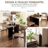Folding Kitchen Dining Table Movable on Wheels 75 x 140 x 74 cm Oak and Black Colour