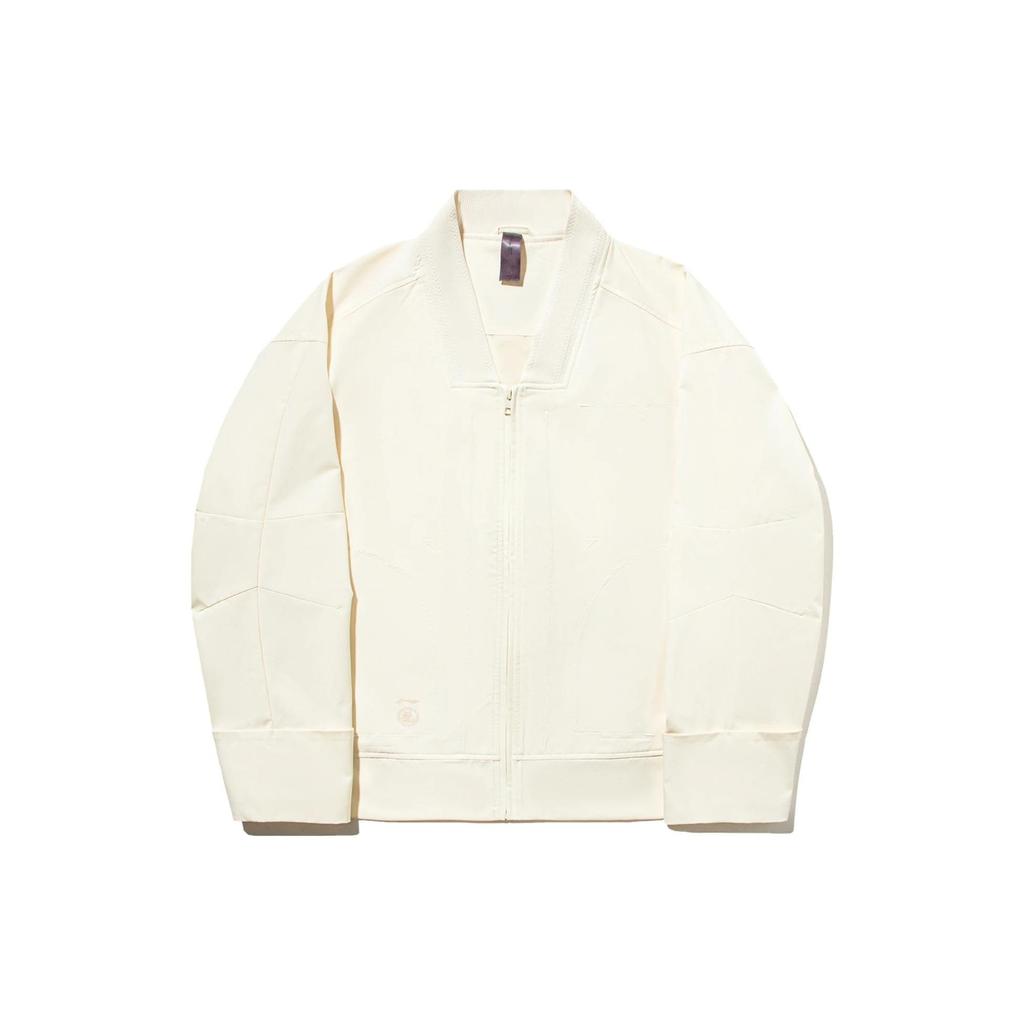 Мужская куртка Li Ning X Jackie Chan Collaboration Kung Fu Series, однотонная свободная бейсбольная куртка с воротником, цвет белый AFDT573-2