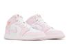 Детские кроссовки Nike Jordan 1 Mid Pink Foam Fire Red (GS) Розовая пена/Огненно-красный/Белый