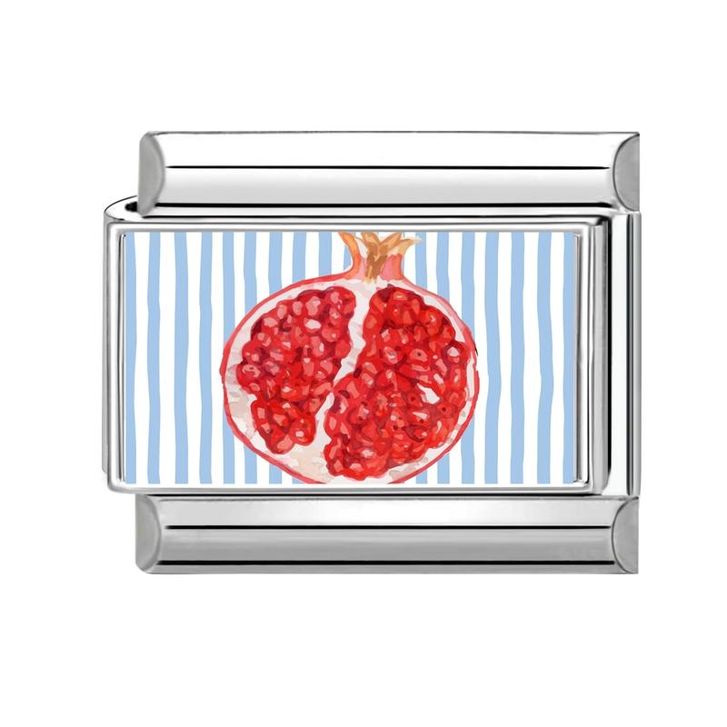 Colorful Block Landscape Red Pomegranate Apples Flower Italian Charm Links Fit 9MM Stainless Steel Bracelet DIY Making