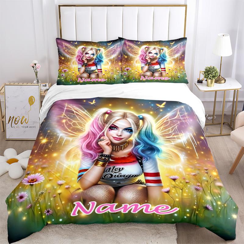 Custom Textile Harley Quinn Bedding 3 Piece Set HD Print Duvet Cover Pillowcases for Teens Adult Bedroom Decoration