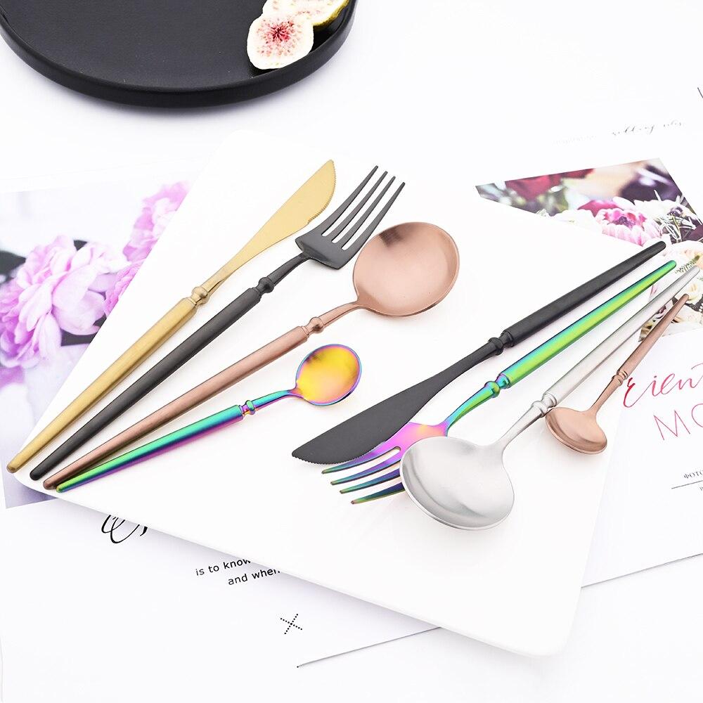 4 шт., набор столовых приборов из нержавеющей стали 304, роскошный набор столовых приборов, золотая вилка, ложки, острый нож, сверхмощный набор столовых приборов для западного ужина