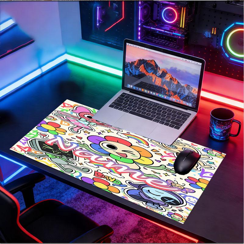 Custom Name Personalized Dandy's World Pattern Mousepad, Laptop PC Desk Mat, Decorative Desk Mat for Home Keyboard Pad Gift