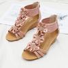 New Summer Women Bohemian Ethnic Wedge Platform Roman Sandals, Floral Design For Dress Matching