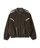 Wooalong Corduroy Contrast Quilted Blouson - Brown