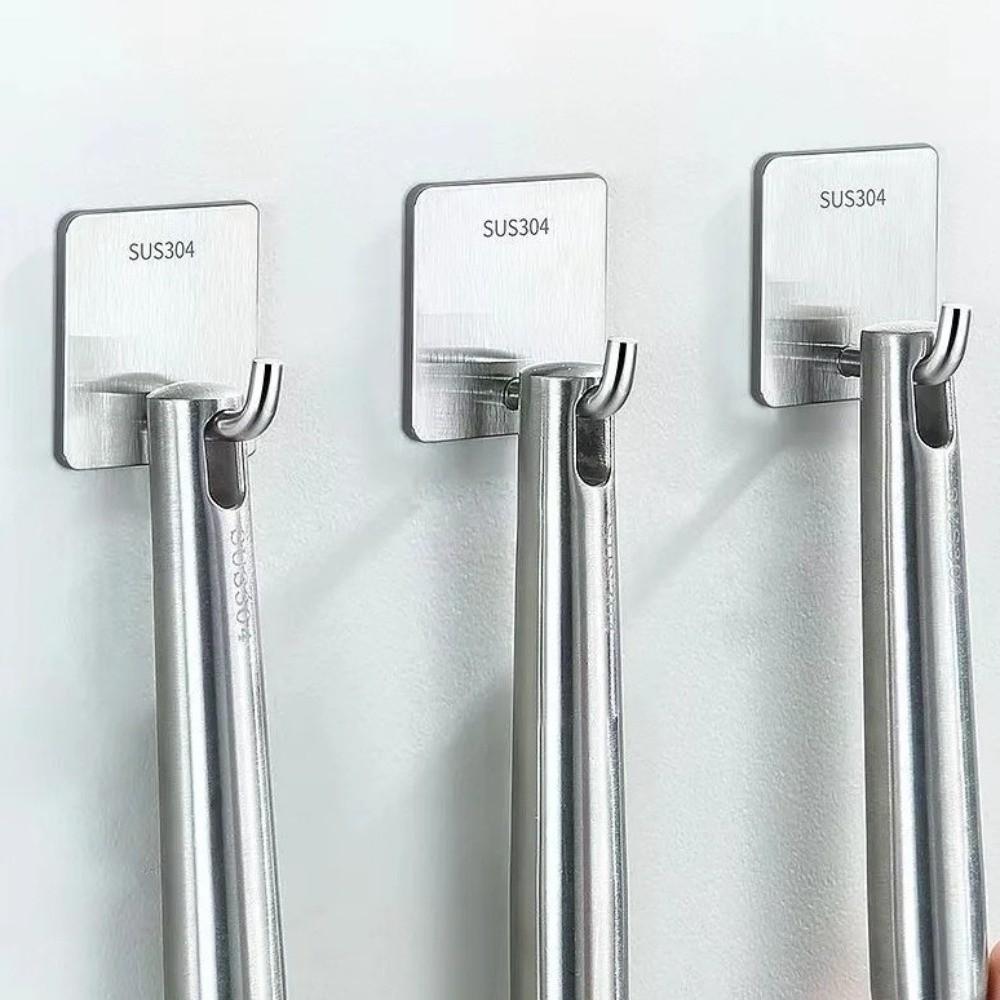 2/10pcs Rustproof Adhesive Hook Waterproof Wall Hook New Stainless Steel Hook  Household Use