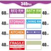 340 Home Moving Labels, 3.4 x 2 inches, 8-Color Coded Packing Box Stickers with Fragile and Blank izable Labels