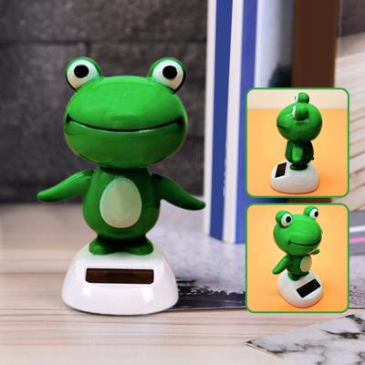 Солнечная батарея, трясущаяся голова, украшение для приборной панели, мультяшное животное, лягушка, окно, декор приборной панели автомобиля