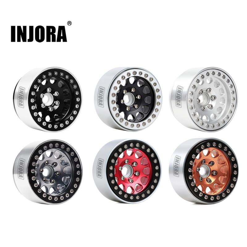INJORA 4Pcs CNC Aluminum Alloy 1.9 Beadlock Wheel Rim for 1/10 RC Crawler Car Axial SCX10 90046 AXI03007 TRX4 VS4-10 Redcat Gen8