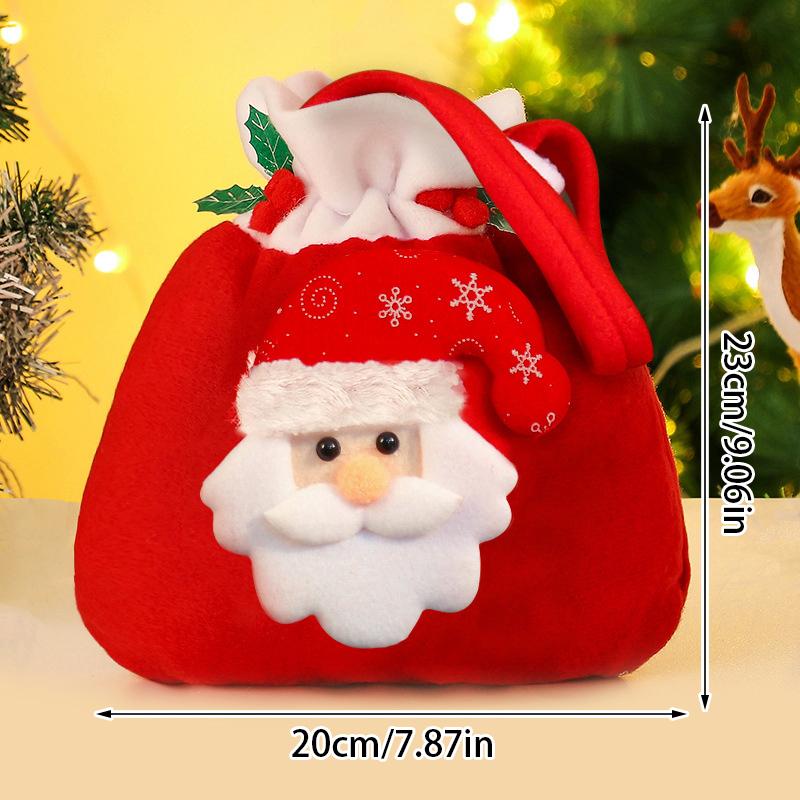 Santa Claus Snowman Elk Bell Gift Bag Christmas Gift Bag Candy Bag Snowflake Crisp Drawstring Bag