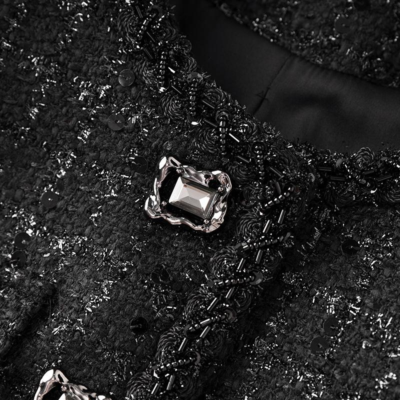 Coco Style Sequin Wool Top & Midi Skirt Set for Women