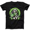 St. Patrick's Day Raccoon With Shamrock Lantern Funny Gift Black Tee T Shirt 367
