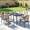 7-Piece Garden Dining Set, Table and Chairs for 6 People, Black
