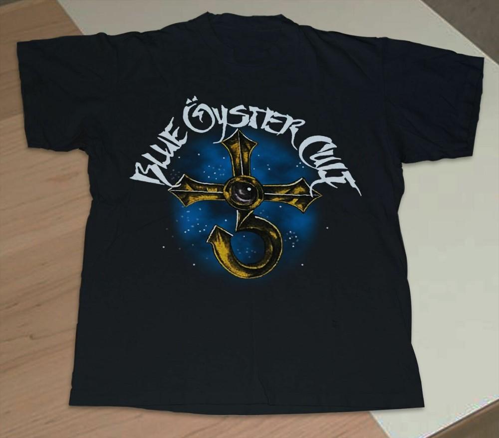Винтажная черная унисекс хлопковая футболка с репринтом Blue Oyster Cult S-2XL KN306 Унисекс футболка
