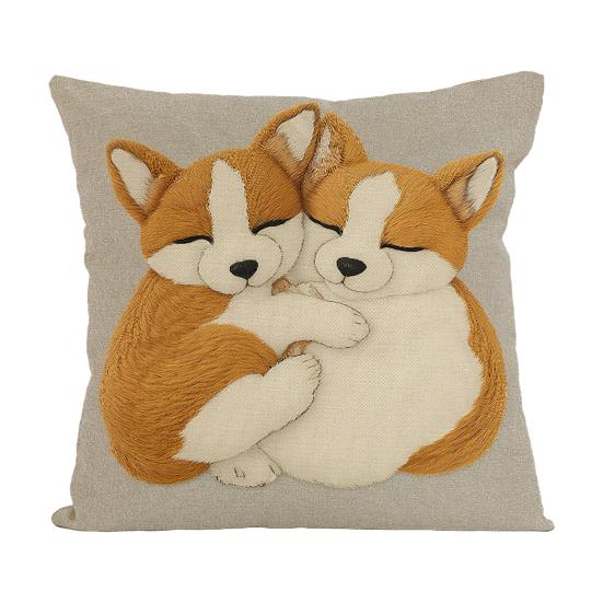 2D Наволочка с животным, Имитация вышивки, Узор альпаки, Наволочка, Собака, Шотландская корова, Декоративная