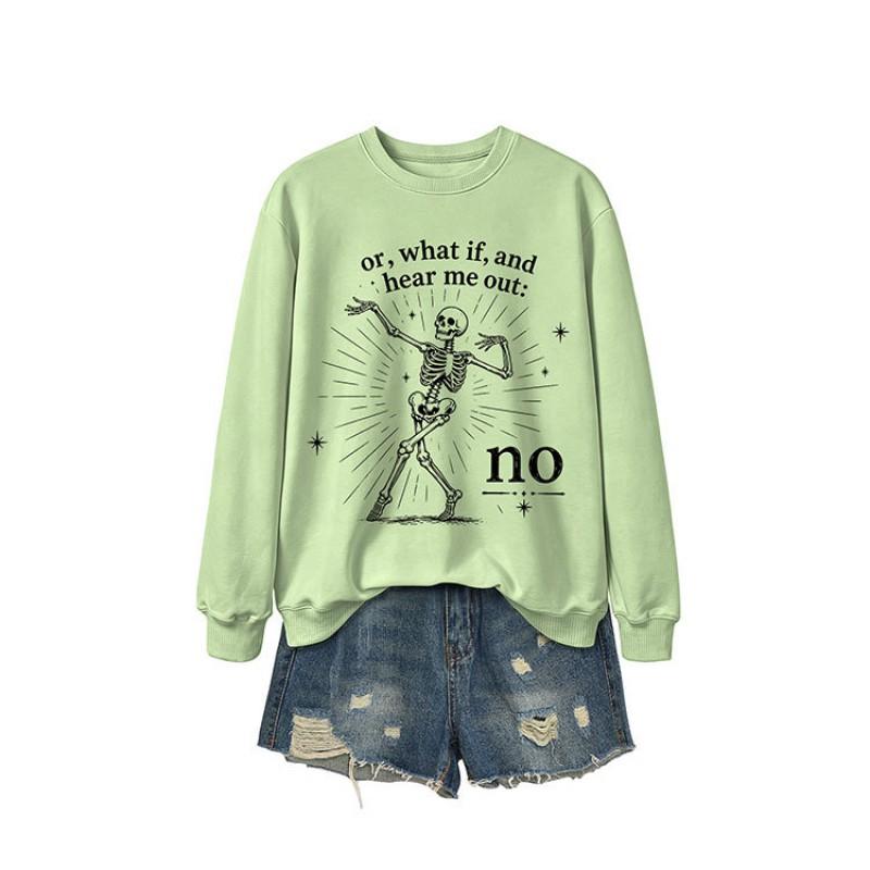 Womens Casual Printed Pullover Sweatshirt - Fashionable All-match Long Sleeve Top