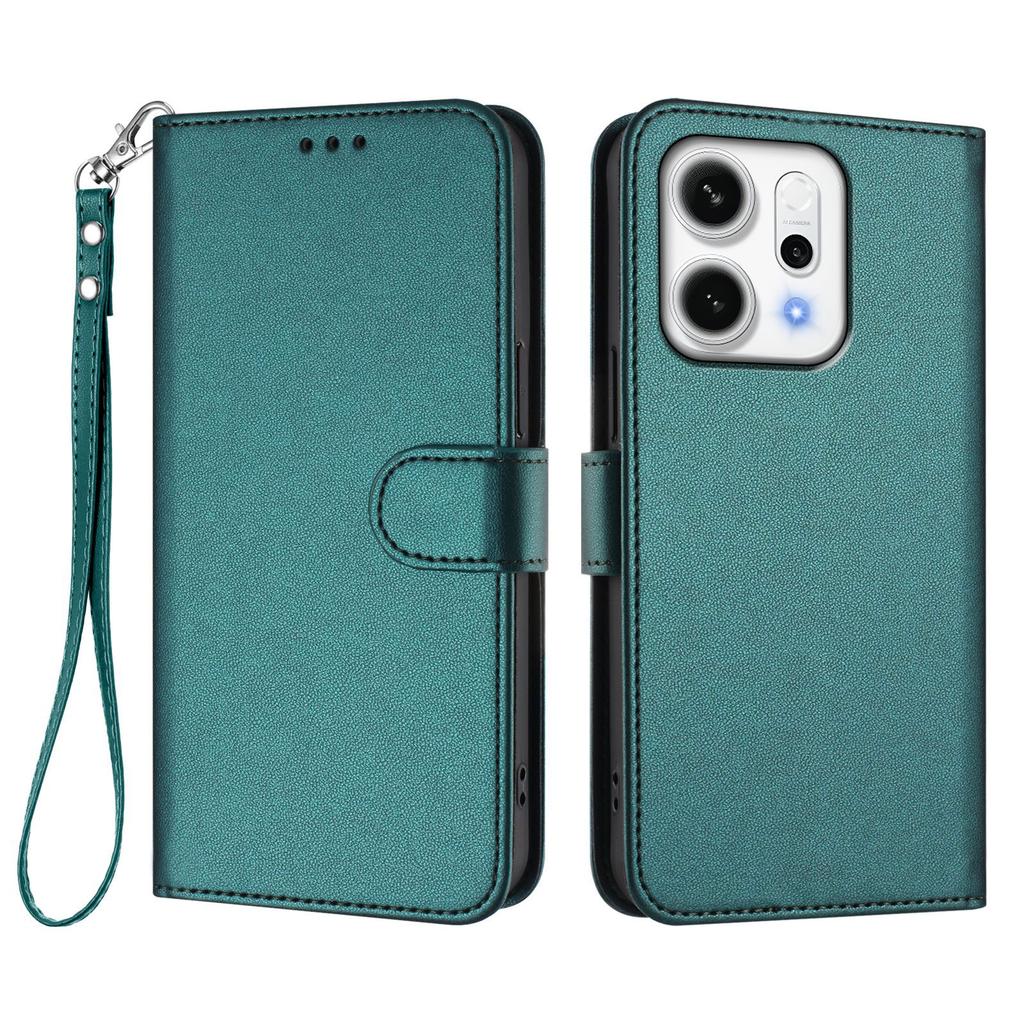 Для Oppo Reno14 5G (Глобальный) Кожаный чехол-кошелек с подставкой для телефона и ремешком на запястье