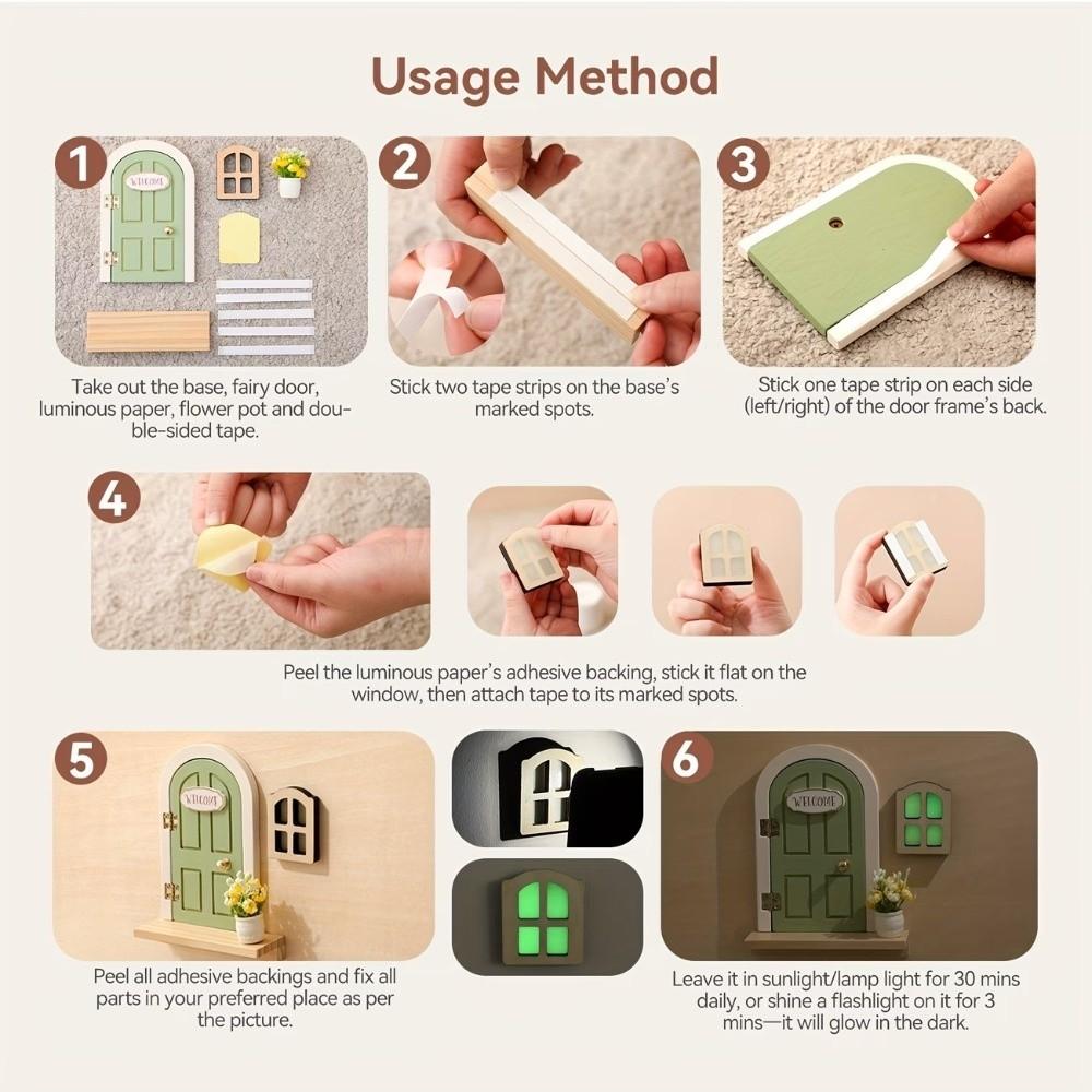 Creative Fairy Elf Door Glows in The Dark Window Mouse Hole  Baby Room Wall Decoration