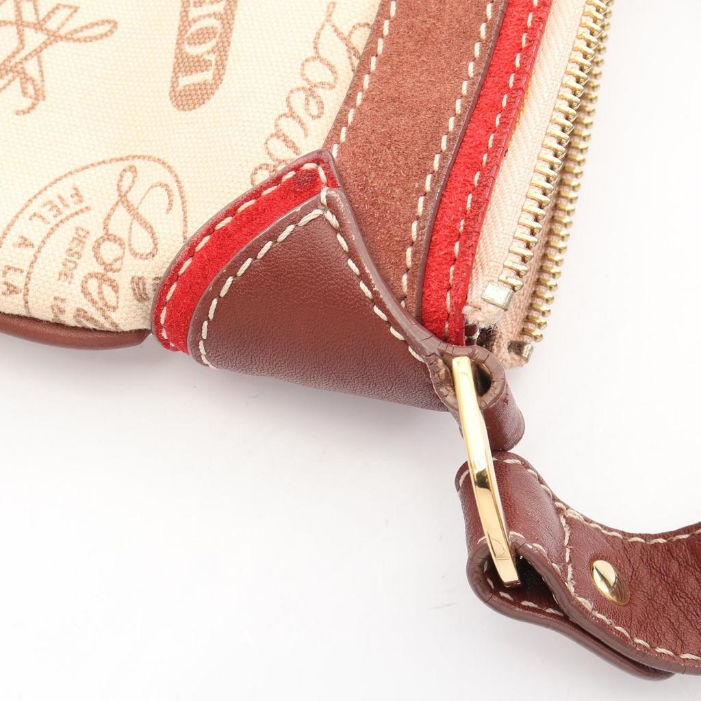 Used LOEWE 160th Anniversary Model Shoulder Bag canvas Suede leather Beige Red Brown Used Women