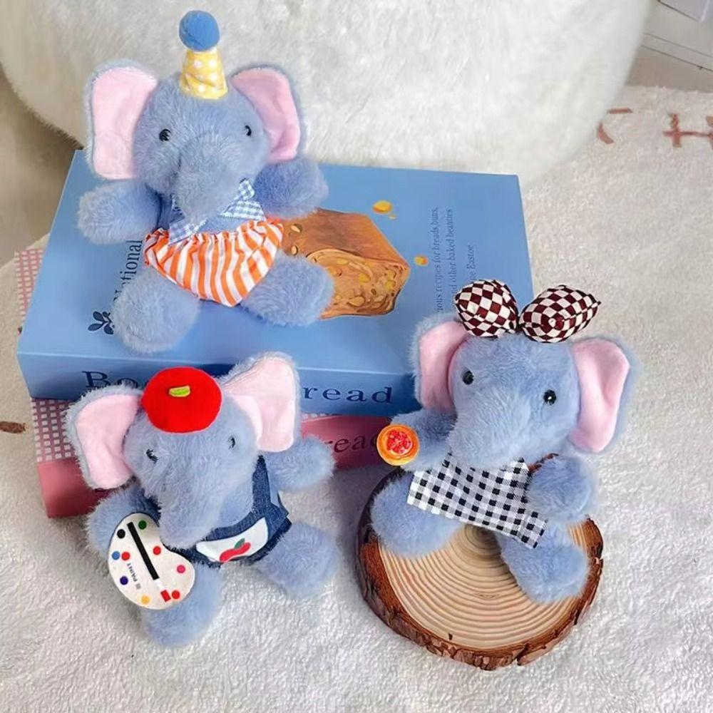 Cartoon Elephant Plush Toy Anti-lost Elephant Plush KeyChain Elephant Backpack Pendant Bag Pendant