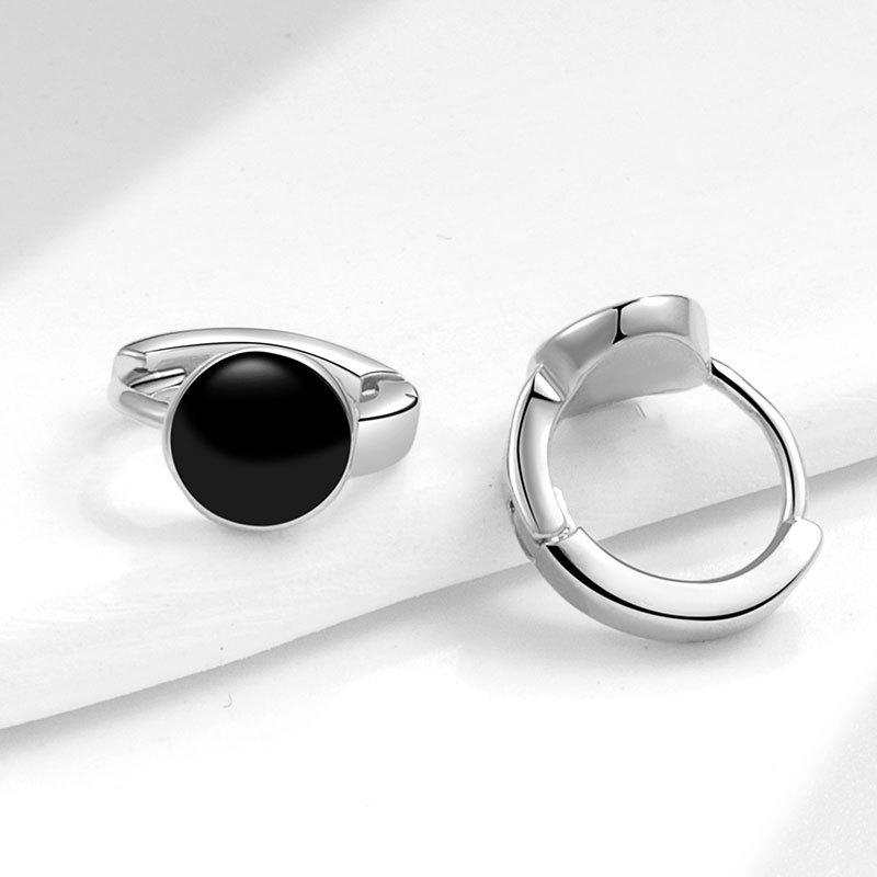 VENTFILLE 925 Sterling Silver Black Round Earrings For Women Gift Geometric Vintage Jewelry Accessories Dropshipping Wholesale