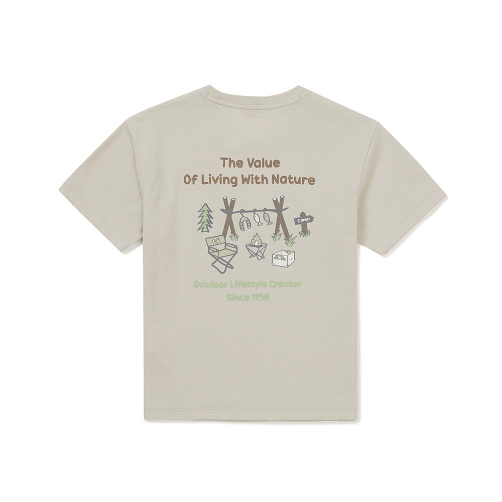 [Snowpeak] Kids Sorona Camping Short Sleeve T-Shirt Sand Beige (S25MKFTS93)