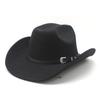 One-Word Cowboy Hat, British Woolen Hat, Flat Top And Flat Edge, Black Top Hat, Wind Hat.