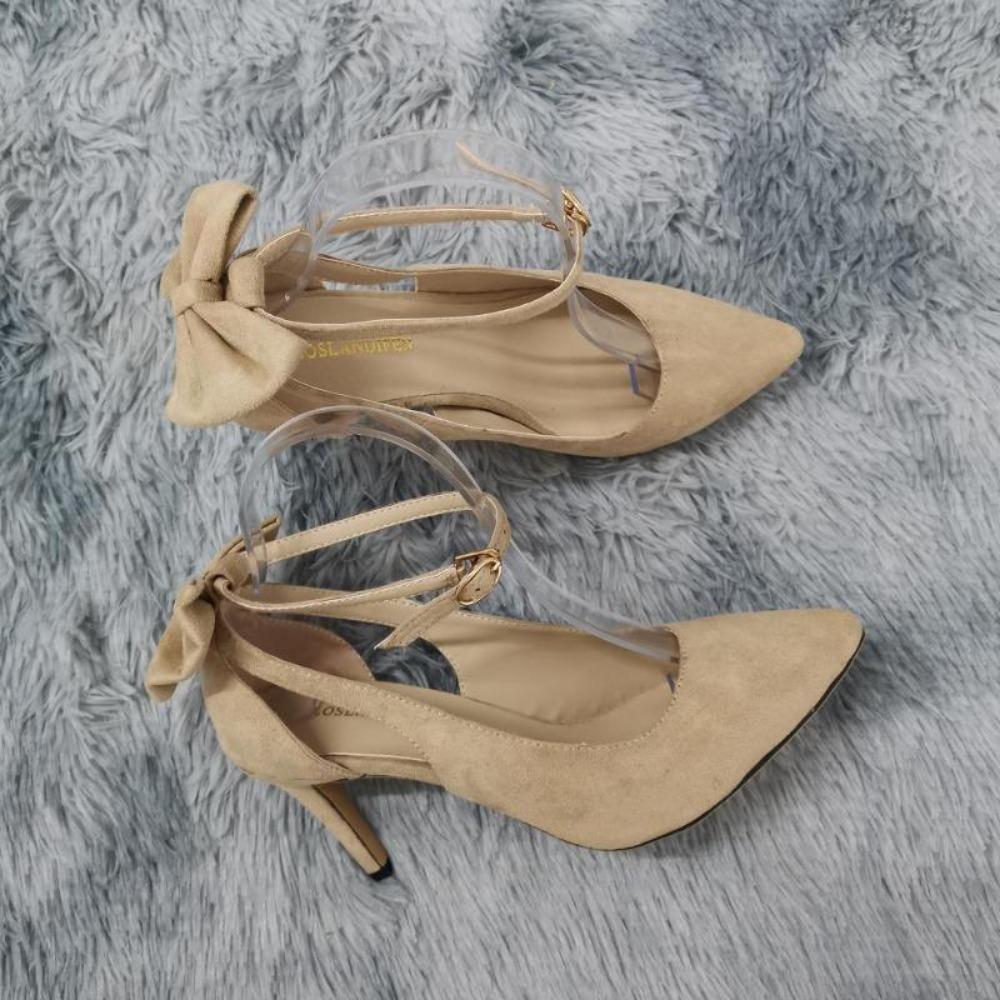 Women's Pumps Ankle Strap Sandals Slingback Bow High Heels Kitten 9cm Pointed Toe Heel Party Wedding Dress Comfortable Shoes