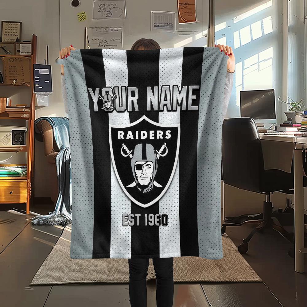 Custom Name Raiders Flannel Blanket, High quality Comfortable for All Seasons, Home Decor, Warmth and Comfort