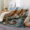 1PC Snowy Tree Haven Print FlAannel Blanket, High quality Comfortable for All Seasons, Home Decor, Warmth and Comfort