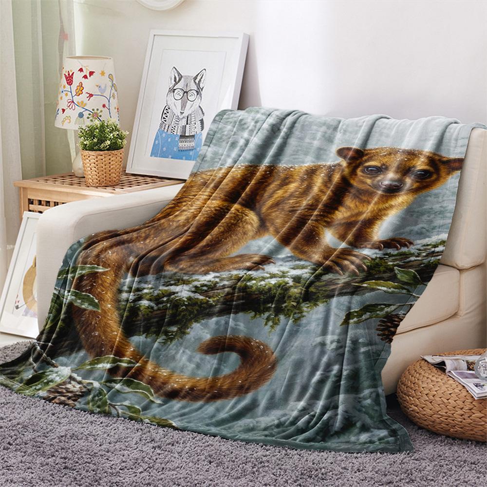 1PC Snowy Tree Haven Print FlAannel Blanket, High quality Comfortable for All Seasons, Home Decor, Warmth and Comfort