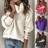 Women's Autumn and Winter Plus Size Padded Short Jumper Pullover Loose Comfortable Casual Warm Long-sleeved Half Height Collar Pullover Knit Sweater