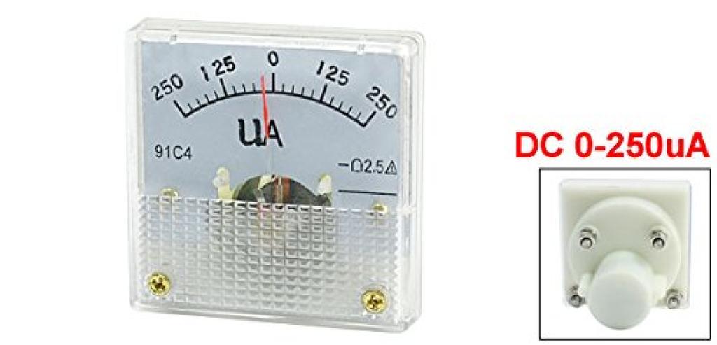 Uxcell Аналоговый измеритель тока для панели DC 91C4 Амперметр для автомобильной цепи Тестер ампер 1 штука -250-250 мкА Тестирование, Зарядка, Индикатор,